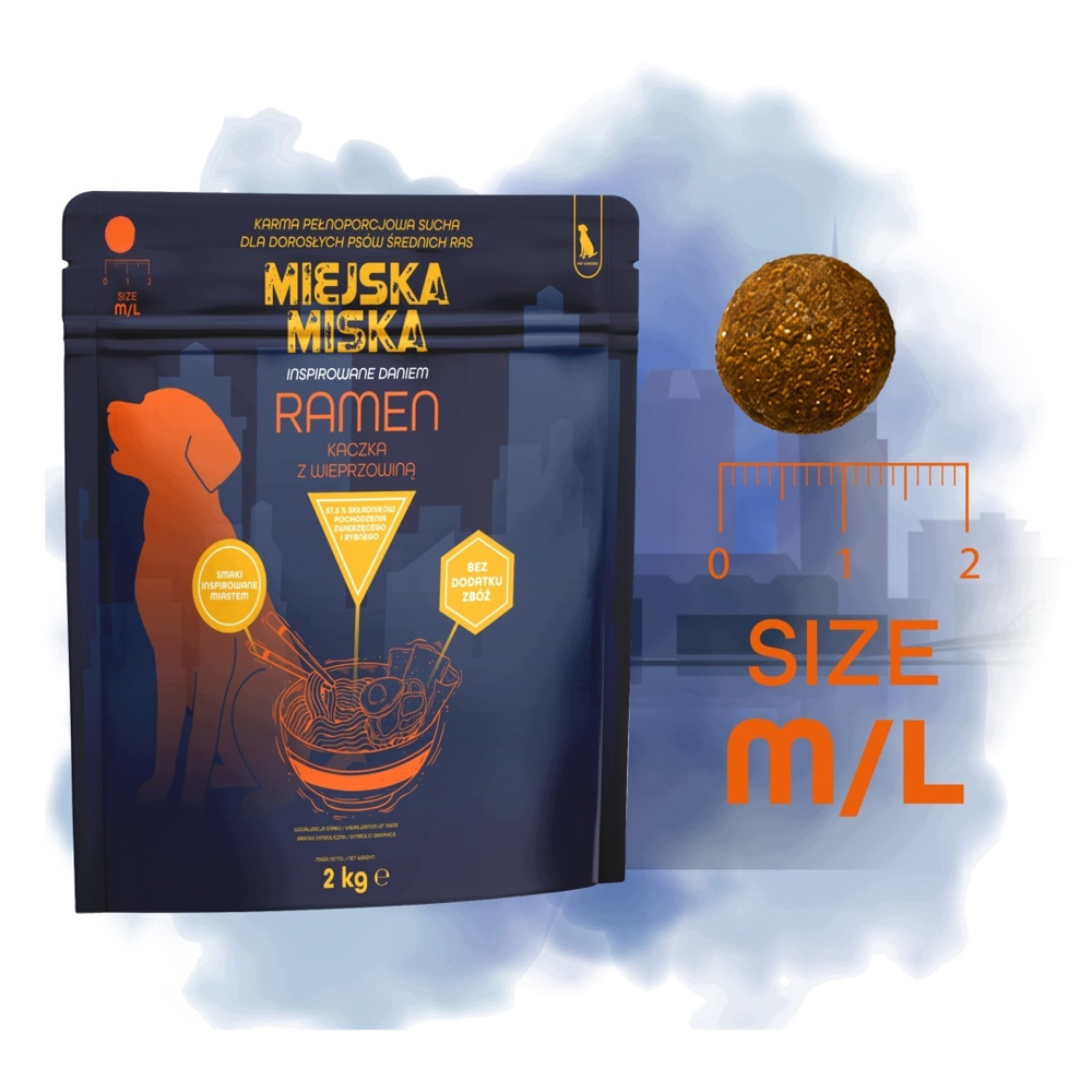 Miejska Miska Gaczoo Ramen Kaczka Karma Sucha dla Psów Ras Średnich 2kg M/L